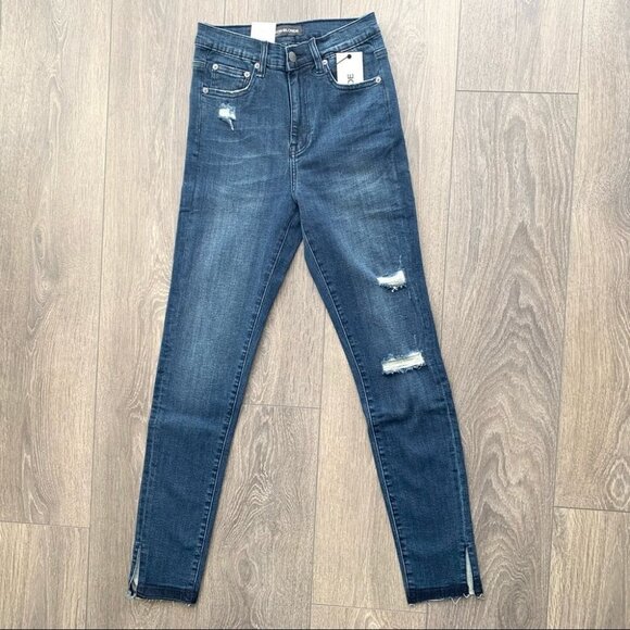 Free People NEON BLONDE Bombshell High Rise Skinny Jean High rise Dark Wash - Picture 5 of 15